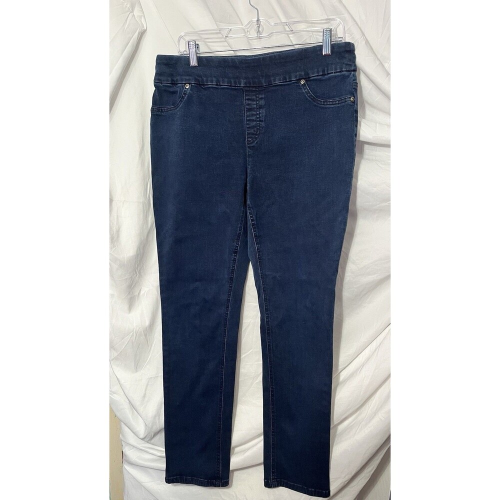 CHICO’S Perfect Stretch Ankle Dark Wash Jeans Elastic Pull On Waist Sz 1.5/10/M